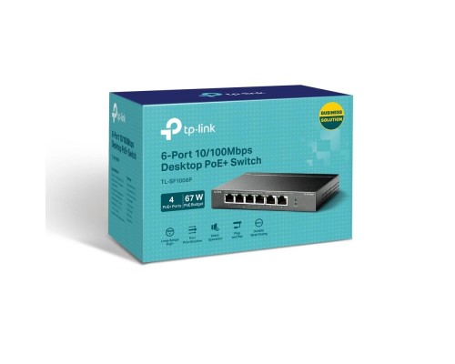 PoE-комутатор TP-Link TL-SF1006P 6-портовий з 4 PoE+ портами некерований
